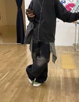 No.0849 ブラックミルクウォッシングワイドデニムパンツ