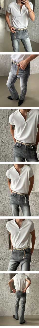 [S/S] Round neck half zip up t-shirts (4color)