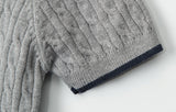 Classic Cable Knit Short-Sleeve Cardigan 231949399