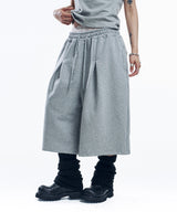 Star Lettering Patch Bermuda Sweat Pants - Gray