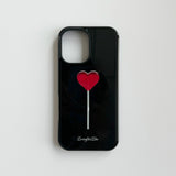 [MADE]heart lollipop MagSafe Glass Black Bumper phonecase