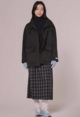 HANDMADE WOOL HALF COAT (Deep Gray)