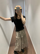 エコチェックロングスカート (3color)