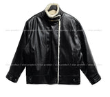 [Mink lining] キャッチレザーハイネックハーフコート