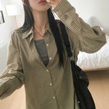 [UNISEX] Sket Autumn Checked Oversized Fit Long Sleeve Shirt
