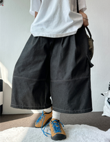 VIVID STITCH BALLOON DENIM BERMUDA 💙🖤🩵2COLOR