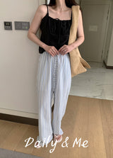 striped banding pants