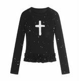 クロスペイントフリルＴシャツ