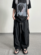 Color string wide cargo pants