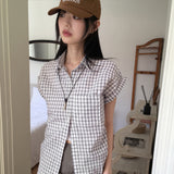 Lupo Linen Roll-Up Pocket Checkered Short Sleeve Shirt