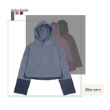 PIGMENT CUTTED CROP HOODIE_BLUE NAVY