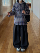 Plaid Check Hooded Shirt (2 Colors)