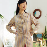 ダブルリップシャツワンピース (Stripe)