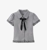 Elise Dot Bow Collar Blouse