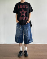 ラフダブルニーハーフデニムパンツ