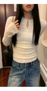 Daisy lace cuffs long-sleeved t-shirt