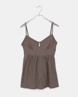 Selah heart neck button sleeveless mini dress