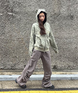 フォールディング シャーリング パンツ - カーキグレー