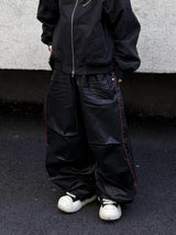 wet coating piping wide pants