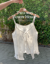 [SHOPPERMADE] フラワーシースルー 2WAY ノースリーブブラウス