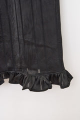 Satin Frill Midi Skirt (Black)