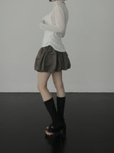 Woolen Cowl Neck Eyelet Halter Top