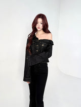 1707. One shoulder denim bl