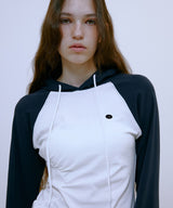 Asymmetric Ruched Hoodie (NAVY)