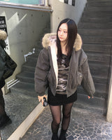 Fur hood vintage jumper