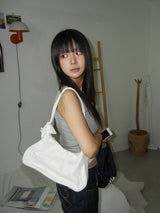 Curved Stitch Shirring Hobo Bag
