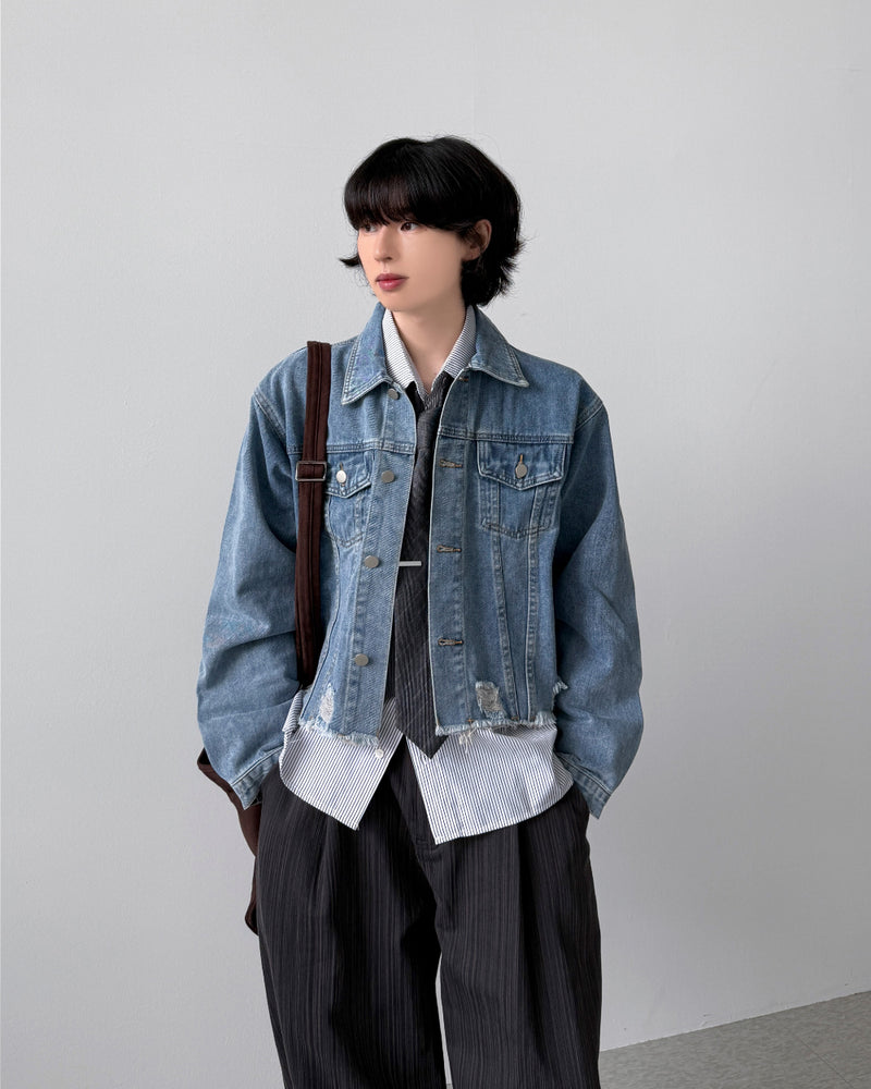 Frayed Crop Denim Jacket