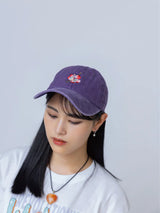 "See You in Paris" Floral Embroidery Denim Washed Baseball Cap (Purple)