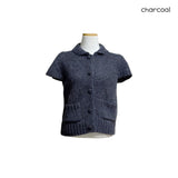 (2color) Pocket Wool Flare Half-Sleeve Cardigan