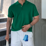 Air Cool Button Collar Short Pants Knit