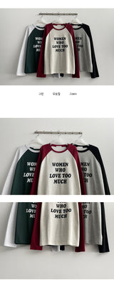ウェビーレタリングラグラン長袖Tシャツ (3 colors)