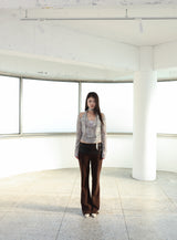 [ID] Distressed Halter Top & Bolero Set (Silver gray)