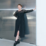 Glittering sheer knit black