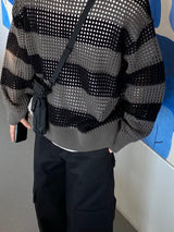 メッシュストライプニット3C