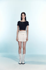 Piercing Low Waist Pleated Skirt