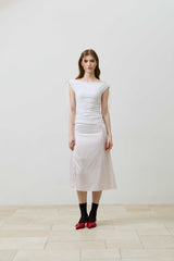 LILY OFF-SHOULDER SHIRRING TOP / WHITE