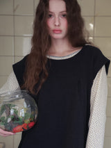 Garden stitch hoodie / ivory