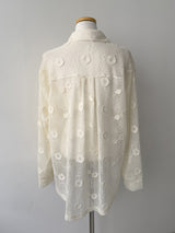 Flower Net Collar Neck Shirt