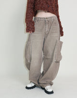 Square pocket balloon fit corduroy pants