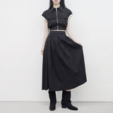 Aperi shirt pocket zip-up + skirt set