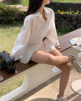 [BELLIDE MADE/Blocked sunlight] フェアリーサーチャーオーバーサイズフィットストライプシャツ