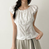 Innocent chic 🤍 lace puff corset blouse