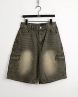 [4color] Tishan Cargo Bermuda Half Denim Short Pants