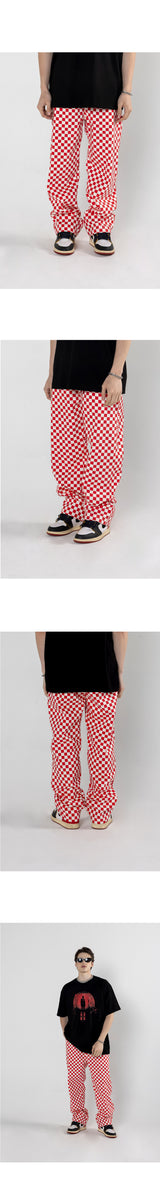 チェッカーボードストリングパンツ_レッド