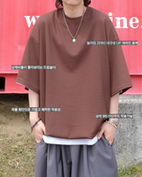 [SEMADE] HARBOR Waffle Round Neck Half 1/2 T