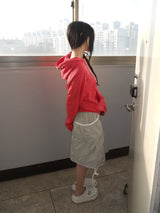 waffle hood zip-up